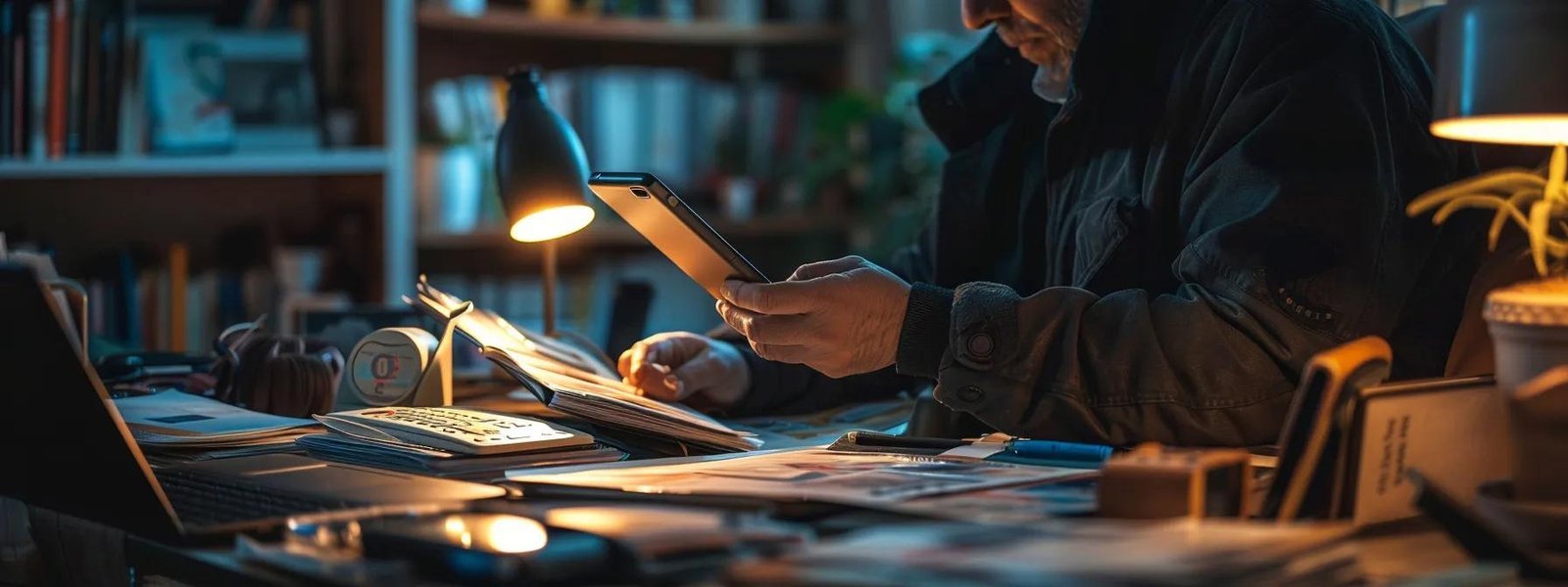 a homeowner carefully comparing prices on a table filled with different wired security system equipment, installation fees, and maintenance costs.